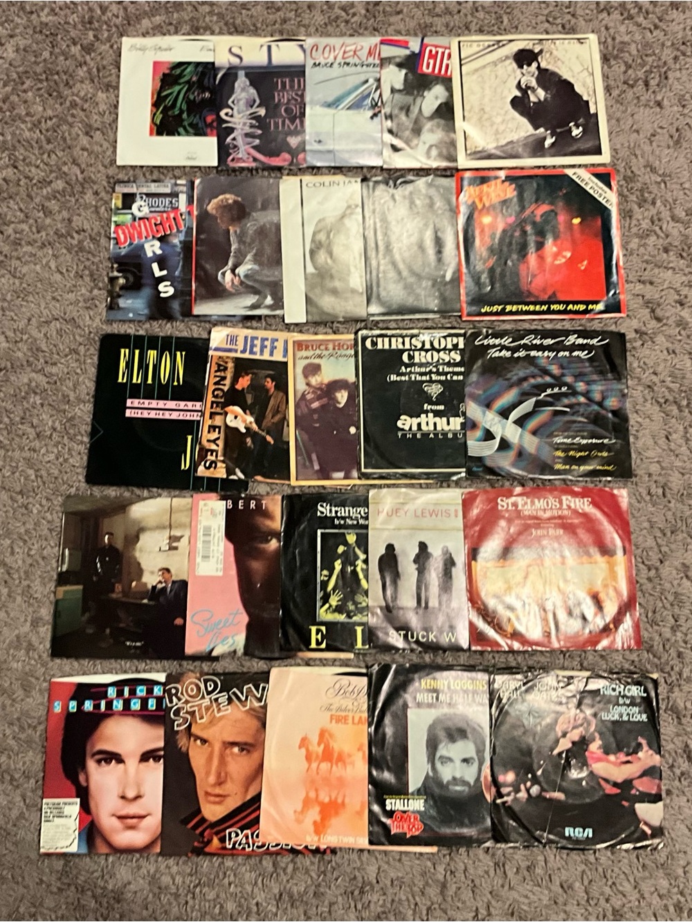 Lot Of 25 Picture Sleeve 45s - Rock / Pop Type Artists